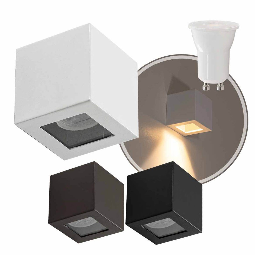 Arandela Box Cubo Em Alumínio Externa Starlumen + LED MR11 GU10 ST2778