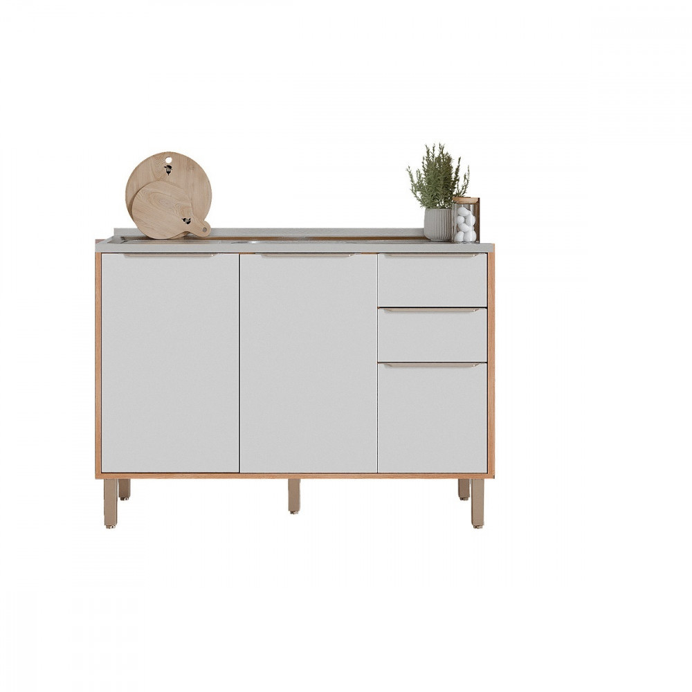 Balcão de Pia 3 Portas 2 Gavetas 120cm sem Pia 100 MDF Diva MGM Móveis em Oferta na Shopee