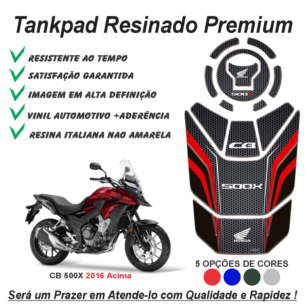 Adesivo Protetor De Tanque Tankpad e Bocal 3d Resinado Moto Honda Cb 500x