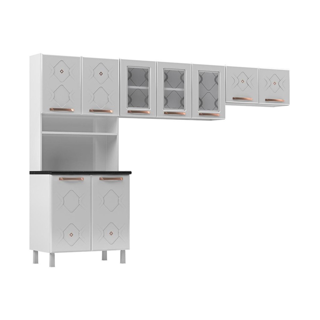Armário de Cozinha Compacta de Aço 3 Peças para Micro-ondas com Vidros Multimóveis CR20350