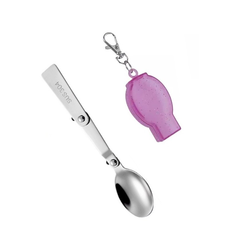 Colher retrátil dobrável chaveiro portátil aço inox portátil