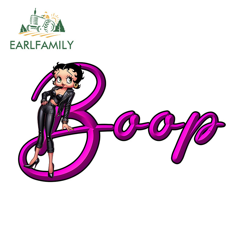EARLFAMILY Betty Boop Cartoon Cute Car Stickers Motocicleta Windows Ar Condicionado À Prova D'água JDM Capô De Automóvel