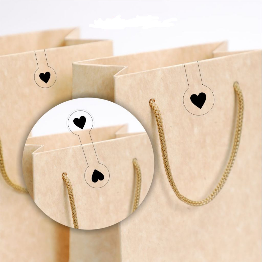 Etiqueta Adesiva Transparente 9x3cm com Coração | Tag Personalizada para Sacolas, Brindes e Lembranças