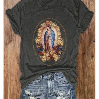 CMS Camiseta com Estampa da Virgem de Guadalupe STOREE em Oferta na Shopee