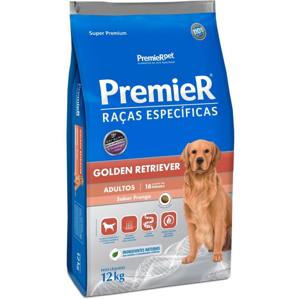 Ração PremieR Raças Especificas golden retriever adultos frango 12,0kg em Oferta na Shopee