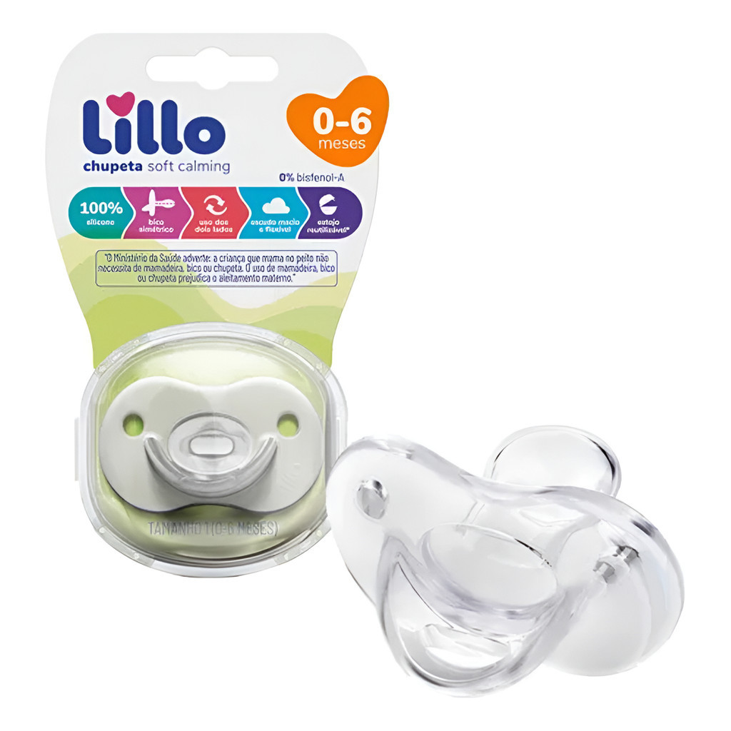 Chupeta 100% Silicone Soft Calming 0-6 Meses Neutra - Lillo
