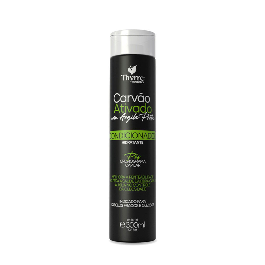 Condicionador Carvão Ativado Argila Preta Hidratação Cronograma Capilar Thyrre Cosmétics