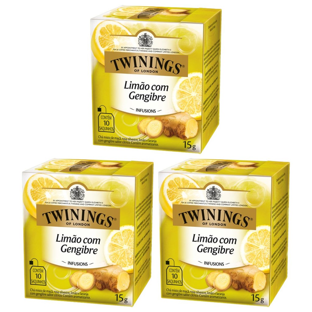 Chá Twinings Limão com Gengibre Kit 3 Caixas 10 Un 30 Sachês