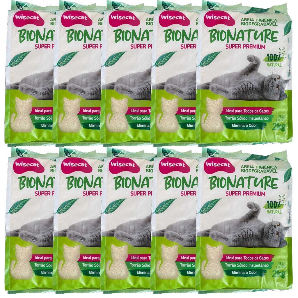 Areia Higiênica De Mandioca Para Gatos Wisecat 2kg kit 10Un em Oferta na Shopee