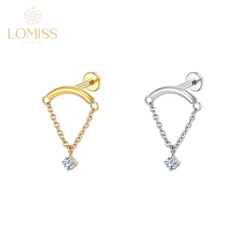 Lomiss Piercing Orelha Helix Conch Labret Aço Cirúrgico Barra Curvo Com Corrente/Zircônia