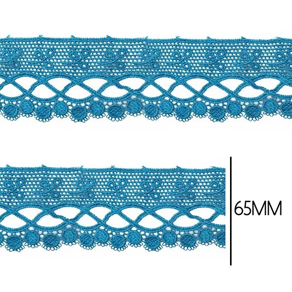 Renda Guipir CHL-581 - 6.5 Cm -  Rolo C/13.7 Metros Cor:Azul-Pavao