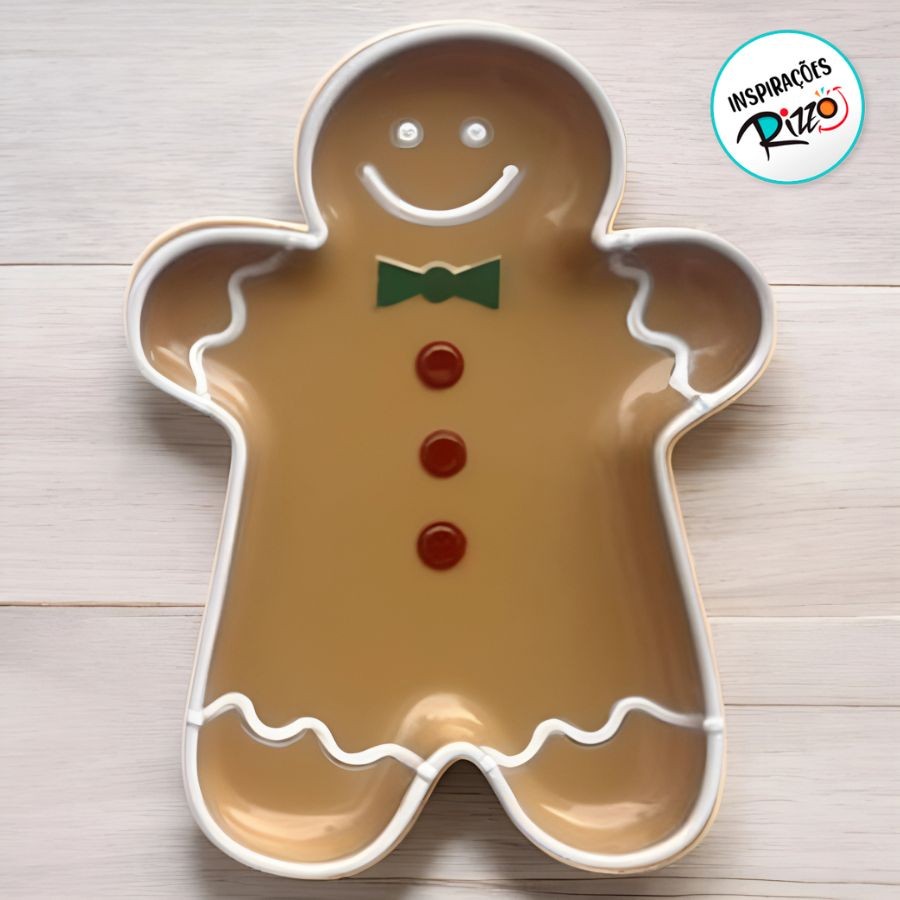Detalhes do Bandeja Decorativa - Biscoito Gingerbread - Colorida - 20x15cm - 1 unidade - Só Boleiras - Rizzo