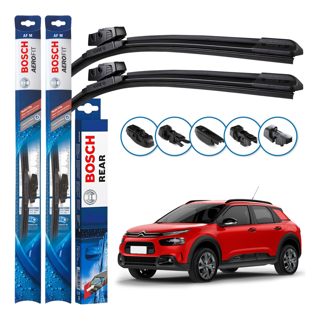 Kit 3 Palhetas Dianteiras Multiclip + Traseira REAR Original Bosch Citroen C4 Cactus 2019 A 2024 em Oferta na Shopee