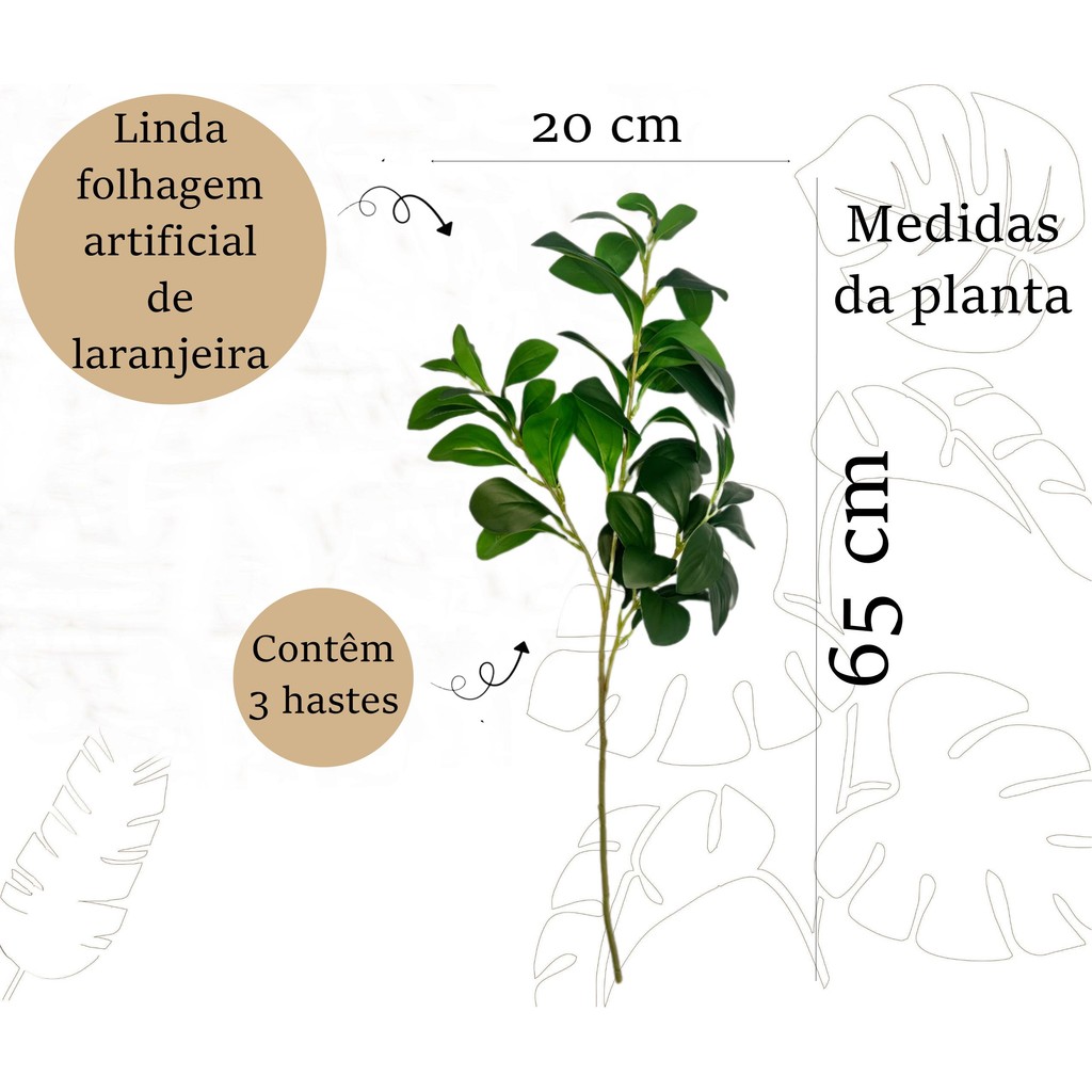 Folhagem Artificial De Laranjeira Siliconada Decoração Casa