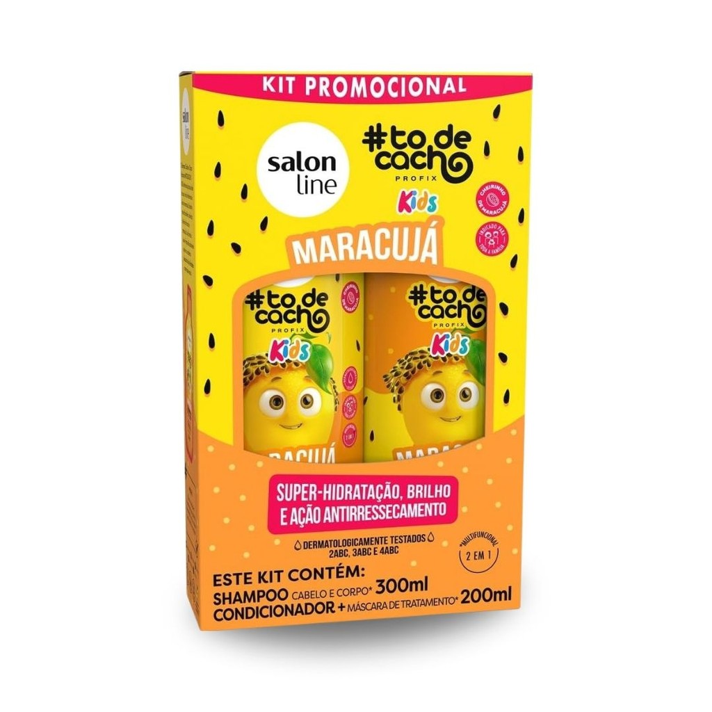 Kit #todecacho Kids Shampoo 300ml + Condicionador 200ml Maracujá Salon Line