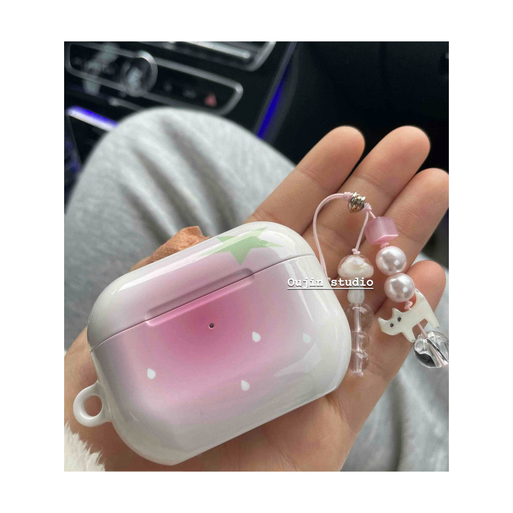 Estilo coreano ins filme importado doce morango rosa mancha Design adequado para fone de ouvido Bluetooth sem fio de 4/1