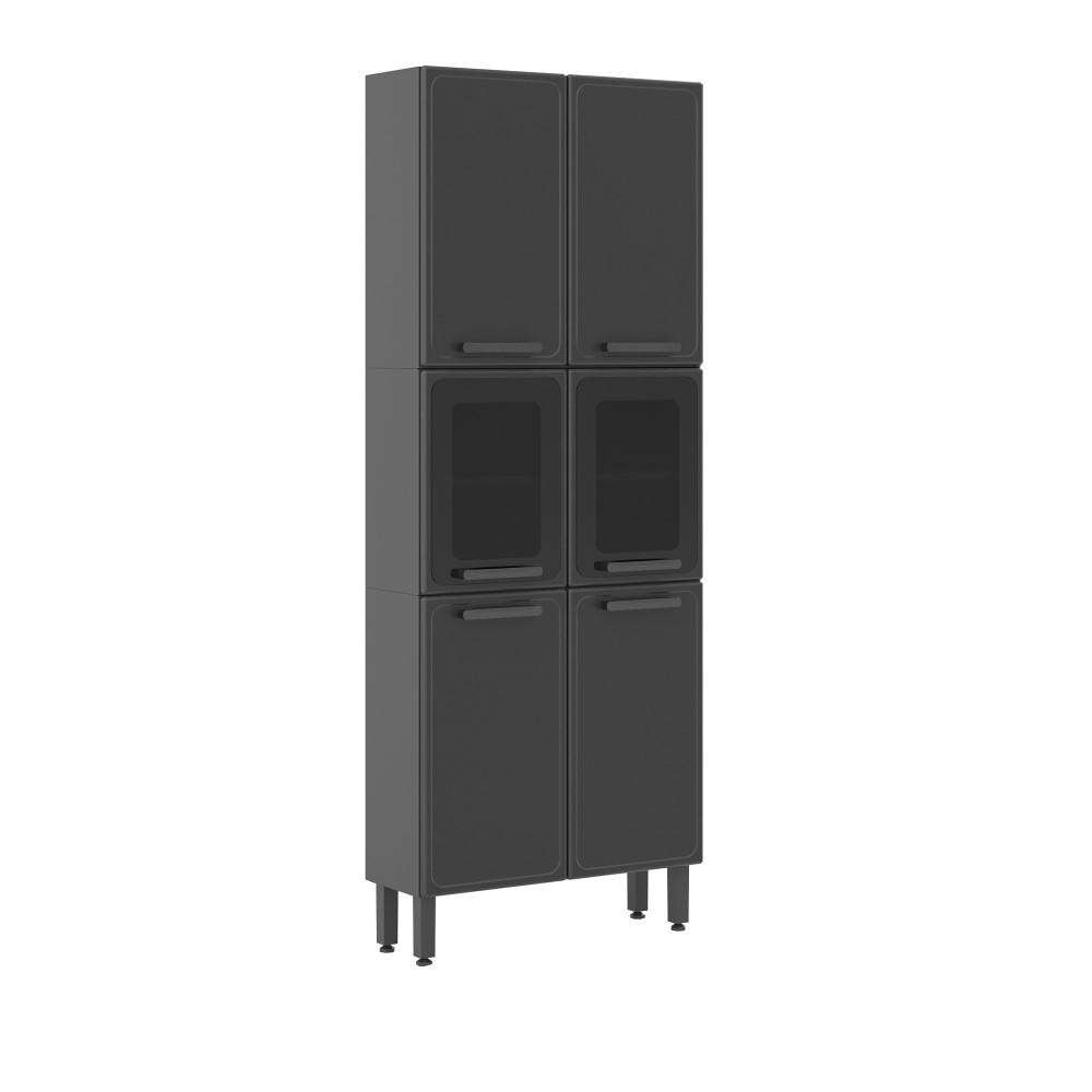 Paneleiro Duplo Bertolini Estilo em Aço com 6 Portas e 6 prateleiras Cor Grafite em Oferta na Shopee
