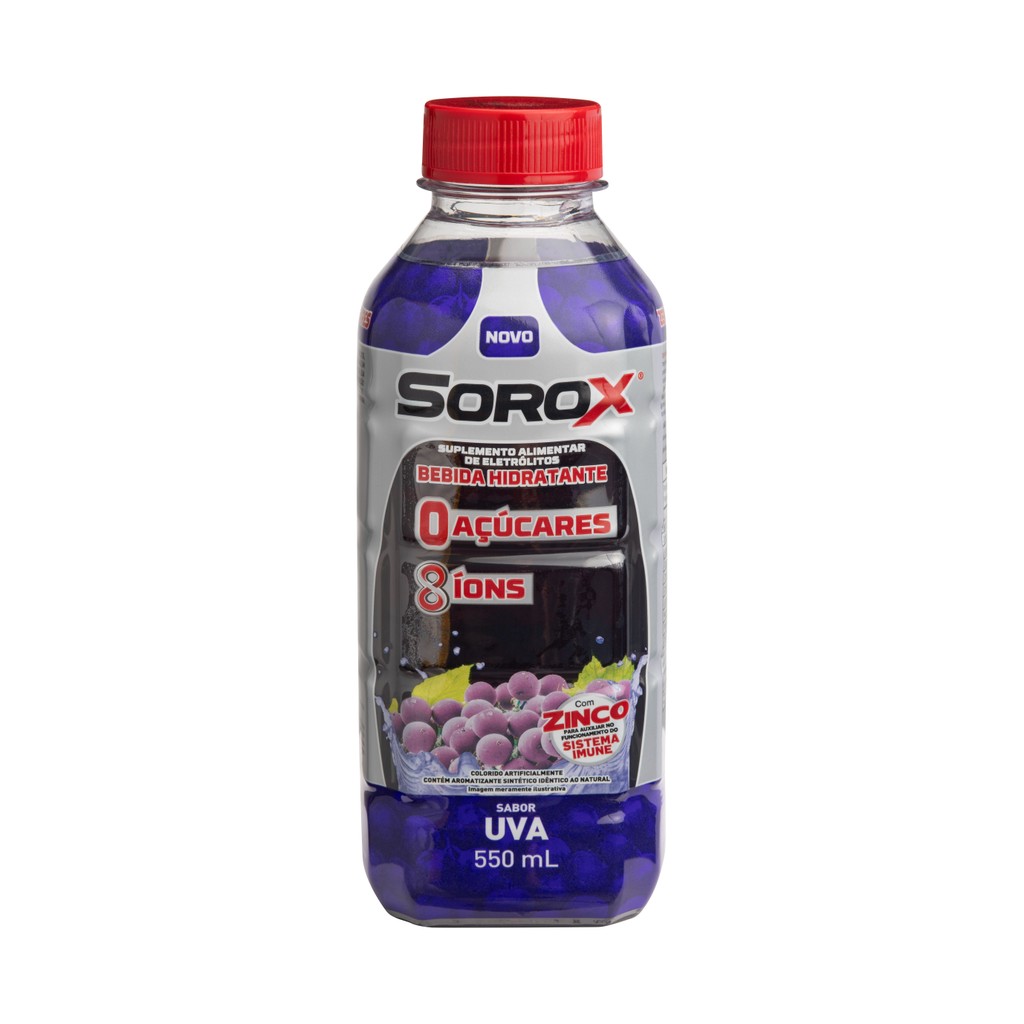 Sorox Bebida Hidratante Sabor Uva Zero Açúcar 550mL em Oferta na Shopee