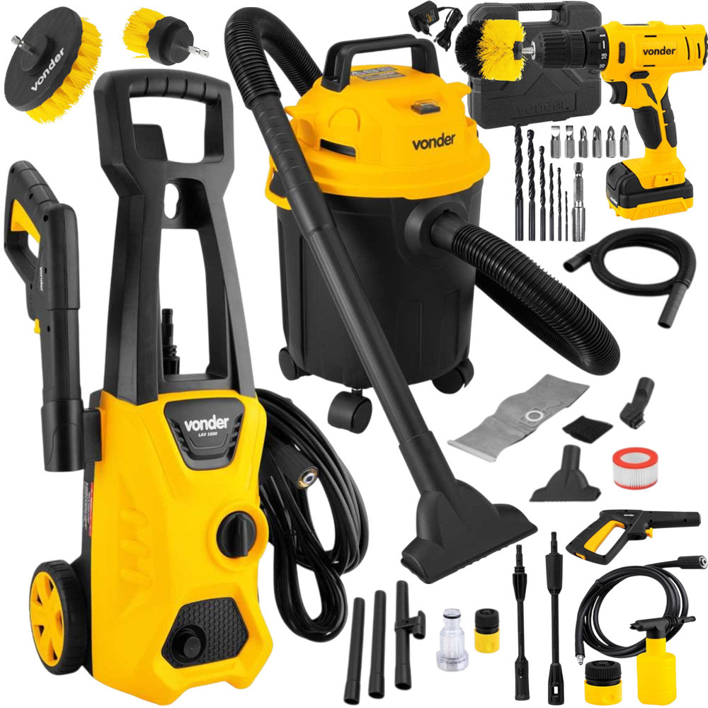 Kit Limpeza Lavadora de Alta Pressão Potente Aplicador de Detergente com Aspirador de Pó e Água - Home & Living