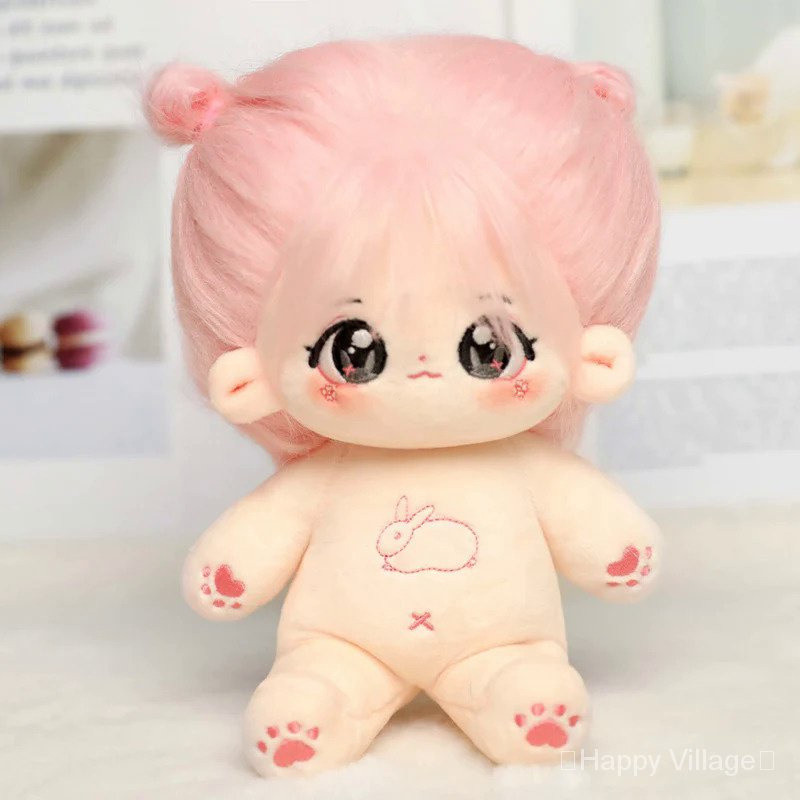 Boneca de Pelúcia Kawaii de 20cm, Boneca de Algodão, Boneca de Super Estrela, Coelhinha Rosa, Boneca Fofa e Gordinha que