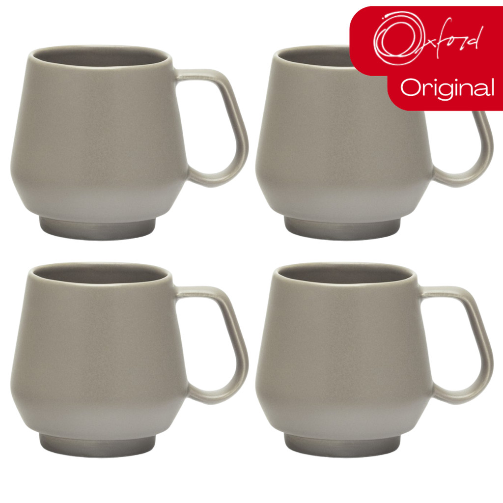 Jogo 4 Canecas Chá Café Chubby 330ml Empilhavel Cinza Fosco Acetinado Oxford em Oferta na Shopee