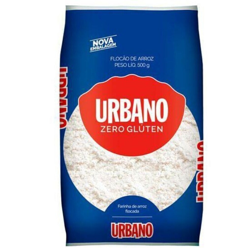 KIT 5 URBANO FARINHA ARROZ 500G FLOCADA em Oferta na Shopee