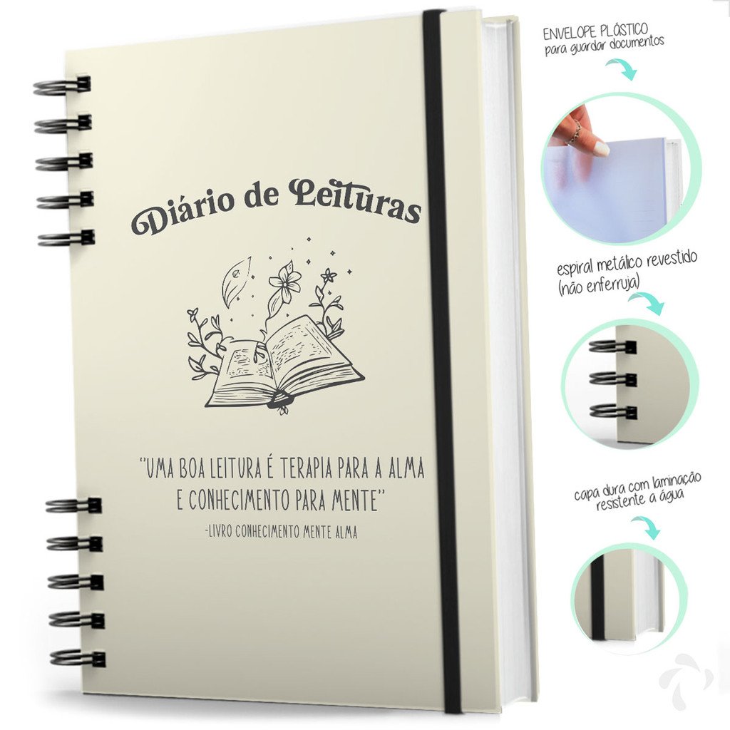 Caderno Diário de Leitura Para Resenhas Floral Reads em Oferta na Shopee