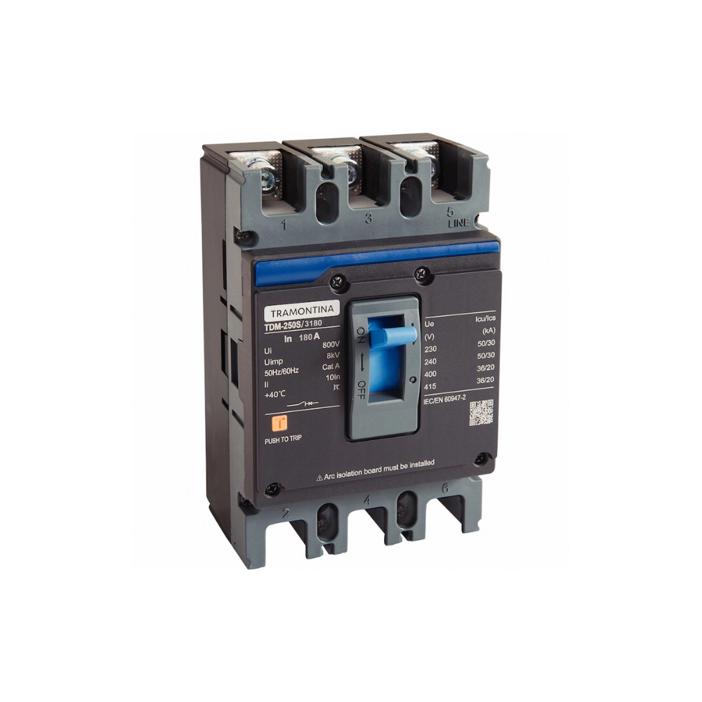 Disjuntor Tripolar 180A Caixa Moldada TDM-250S 3180 3P 50kA 58014216 Tramontina