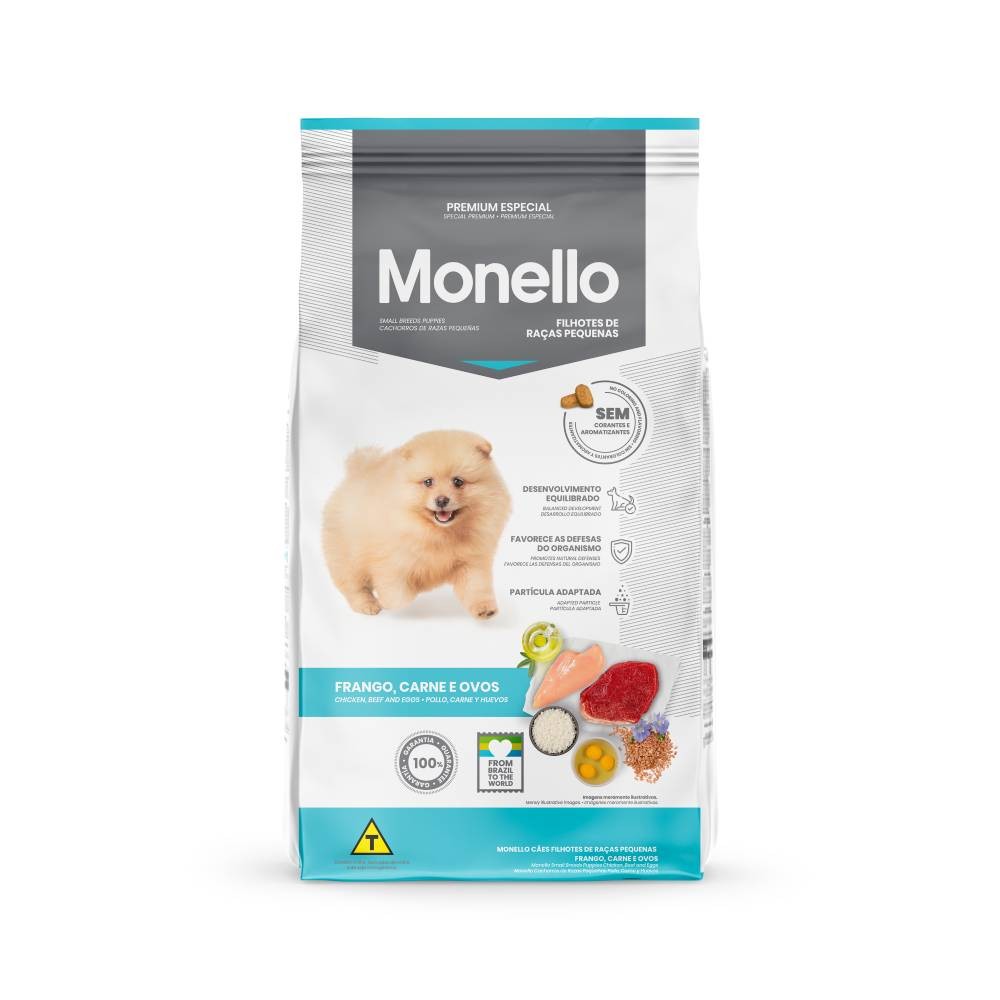 Ração Caes Monello Filhotes Raças Peq.Frango , Carne E Ovos 10,1Kg em Oferta na Shopee