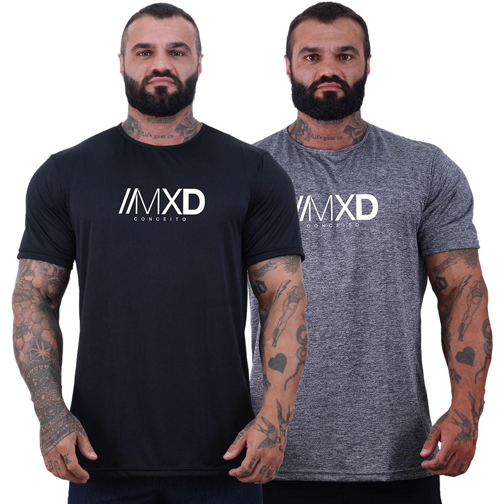 Kit 2 Camiseta Tradicional Masculina MXD Dry 100% Poliéster