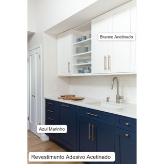 Adesivo Vinil Branco Gold, Azul Marinho Tiffany Acabamento Acetinado Resistente Envelopamento Móveis em Oferta na Shopee