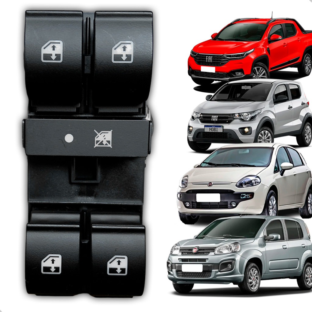 Intereruptor Vidro Elétrico Lado Motorista 4 Botões (Quadruplo) Fiat Mobi Uno Strada Punto em Oferta na Shopee