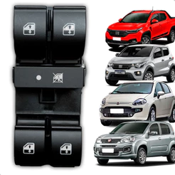 Intereruptor Vidro Elétrico Lado Motorista 4 Botões (Quadruplo) Fiat Mobi Uno Strada Punto