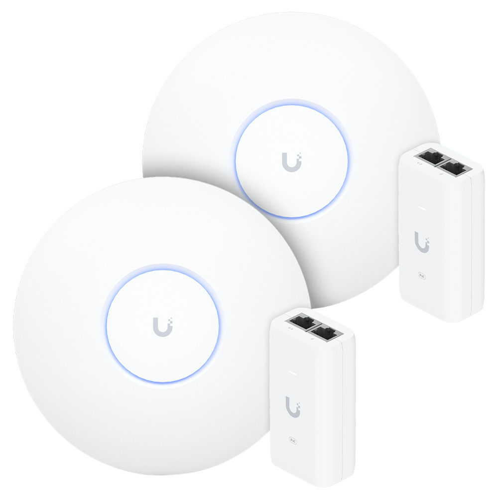 2 U6 Pro Ubiquiti Com 2 Fontes 48V 15W | 2 Roteadores WiFi 6 Access Point 5.3 Gbps + 2 Injetores PoE