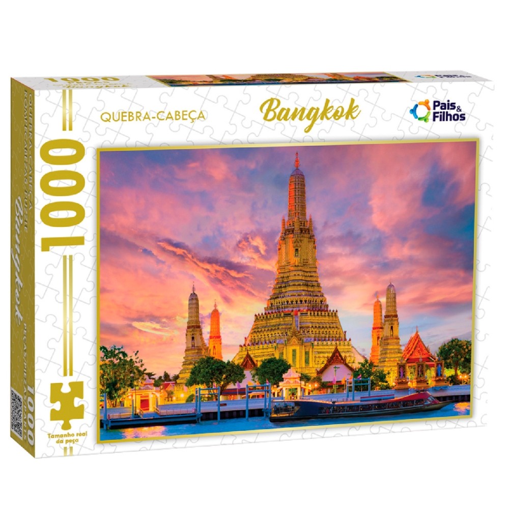 QUEBRA CABEÇA BANGKOK 1000 PEÇAS PAIS E FILHOS PUZZLE PAISAGEM TURÍSTICO TAILÂNDIA WAT ARUN TEMPLO & em Oferta na Shopee
