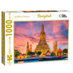 QUEBRA CABEÇA BANGKOK 1000 PEÇAS PAIS E FILHOS PUZZLE PAISAGEM TURÍSTICO TAILÂNDIA WAT ARUN TEMPLO &