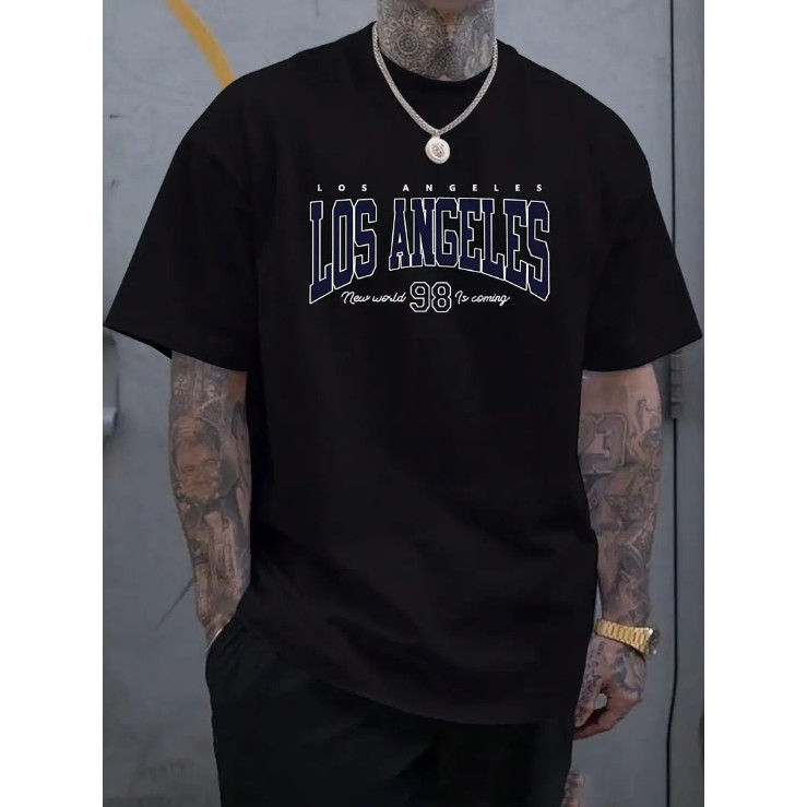 [Camiseta Premium em Algodão Puro]GXG Camiseta Oversized Los Angeles Camisão P ao G3 Camiseta Confortável