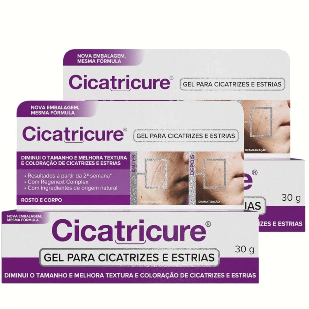 Kit com 2 Cicatricure Gel Cicatrizes e Estrias 30g Rosto e Corpo