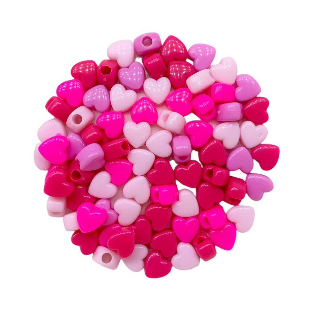 Entremeio Coração Liso 8mm Mix Miçanga com Furo para Colar, Pulseira e Bijuterias 100 Und