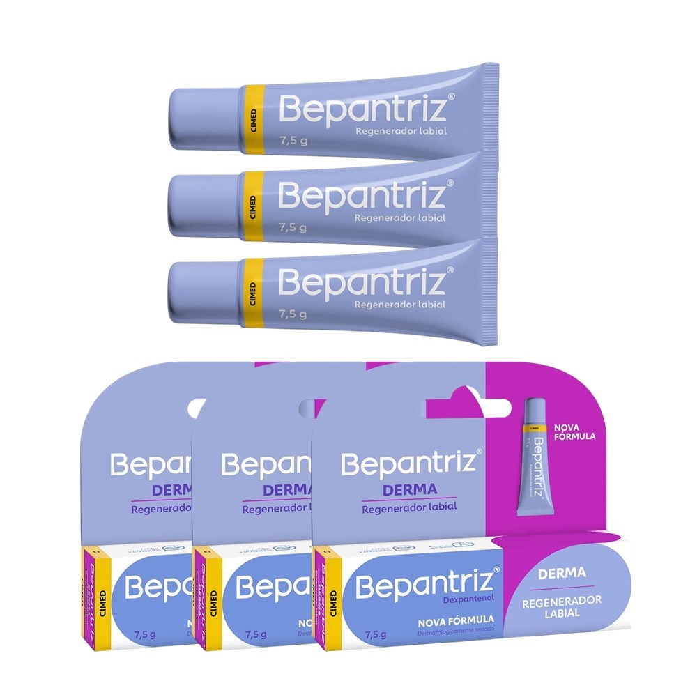 Kit 3 Creme Labial Bepantriz Derma Regenerador Labial 7,5ml