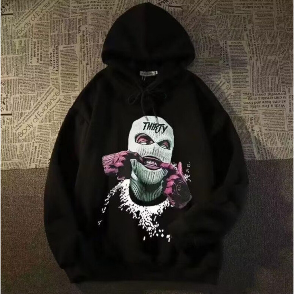 Blusa de Moletom Balaclava Sorriso Streetwear  Premium Casaco Vintage Flanelado Quentinho Lançamento - Envio Imediato!