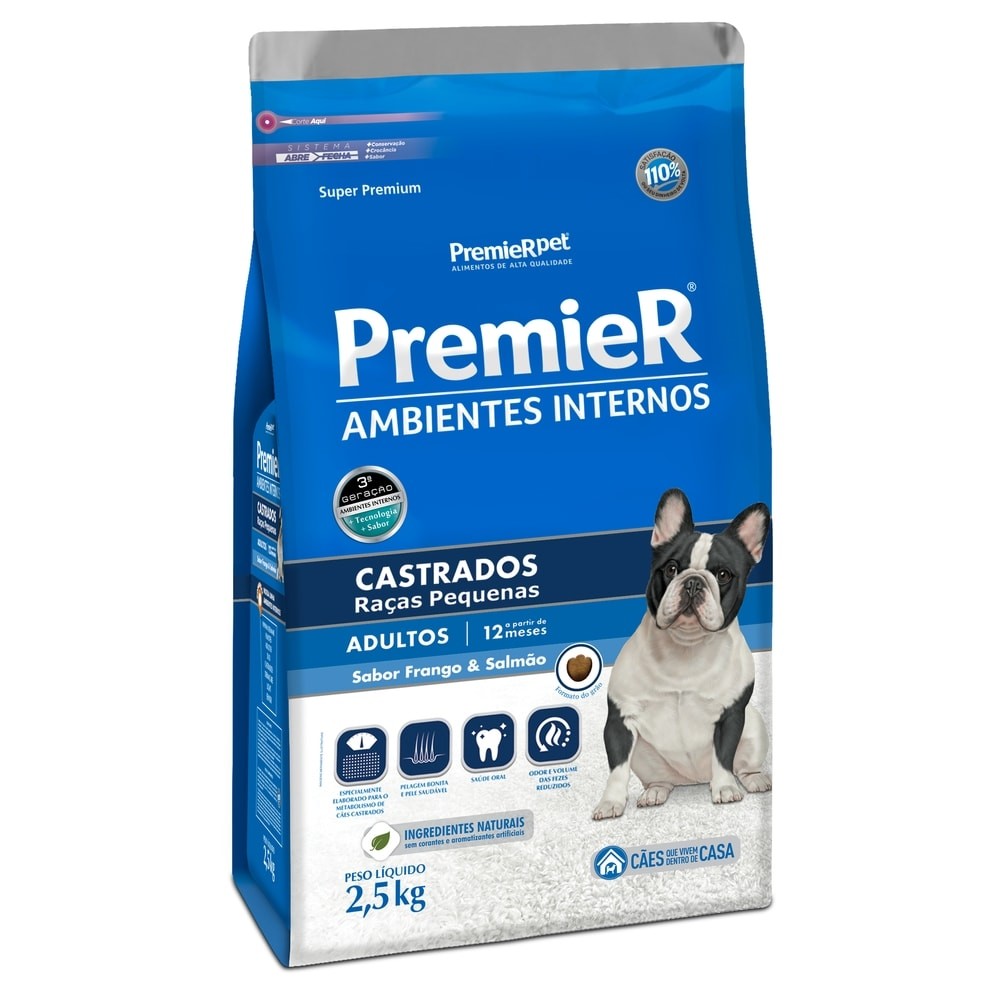 Ração Premier para Cães Adultos Castrados Ambientes Internos 2,5 kg em Oferta na Shopee
