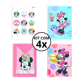 Kit Com 04 Cadernos 10 Matérias Minnie Mouse - JANDAIA em Oferta na Shopee