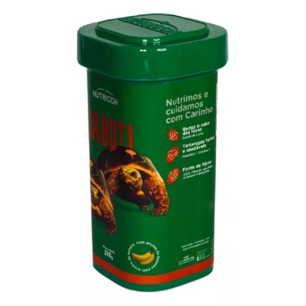 Ração para Jabuti tartaruga  315g alimento completo com aroma de Banana - Nutricon répteis