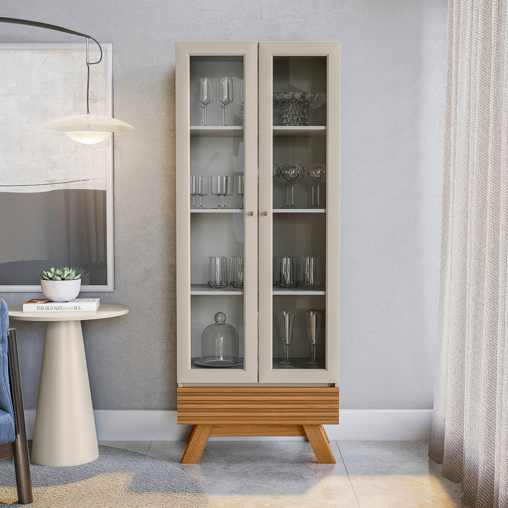 Cristaleira Retrô 2 Portas Marsala Linea Brasil em Oferta na Shopee