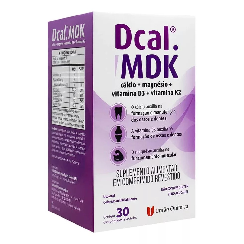 Suplemento Dcal Mdk Cálcio Magnésio Vitamina D3 e K2 30cps