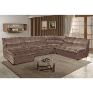 Sofá de Canto Com Chaise Inca Caramelo Charme Bello em Oferta na Shopee