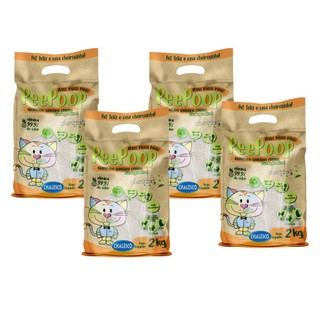 Kit 4 Granulado areia para gatos sanitária Peepoop mandioca 2kg Fino em Oferta na Shopee