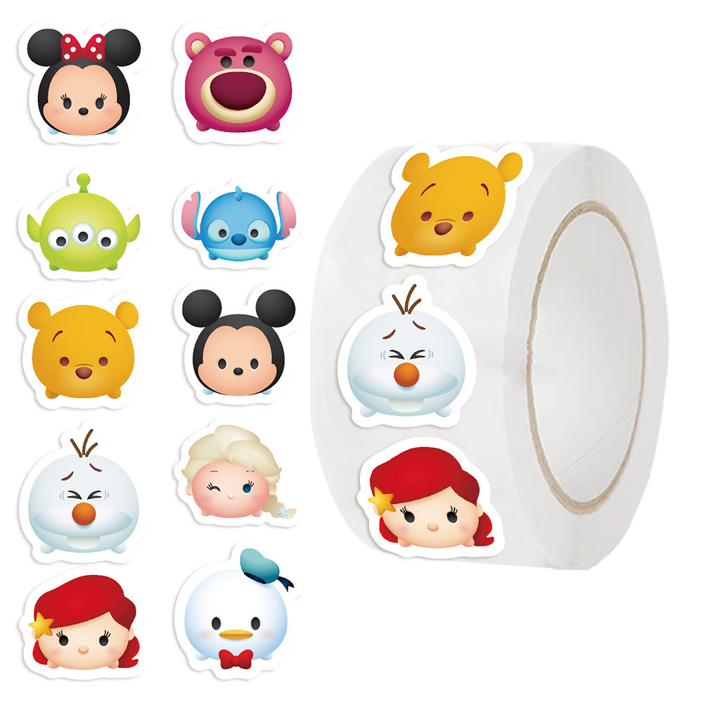 500 Peças 10 Imagens  Tsum Tsum Cartoon Adesivos Rolo/Fita Adesiva em Oferta na Shopee