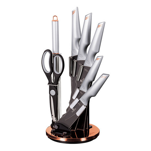 Jogo 5 Facas + Tesoura Suporte 8pçs Moonlight Berlinger Ha